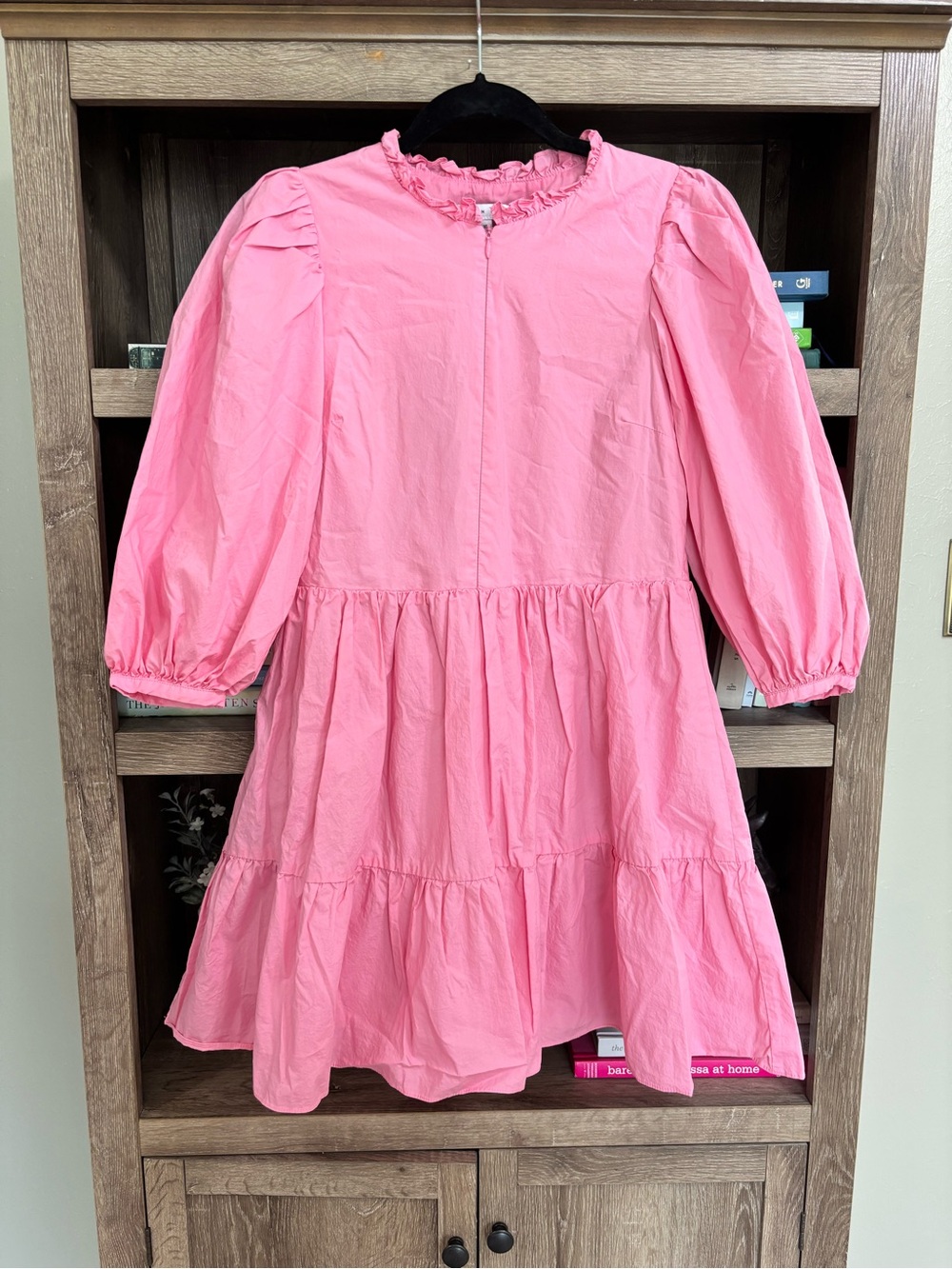 English Factory Pink Puff Sleeve Tiered Dress